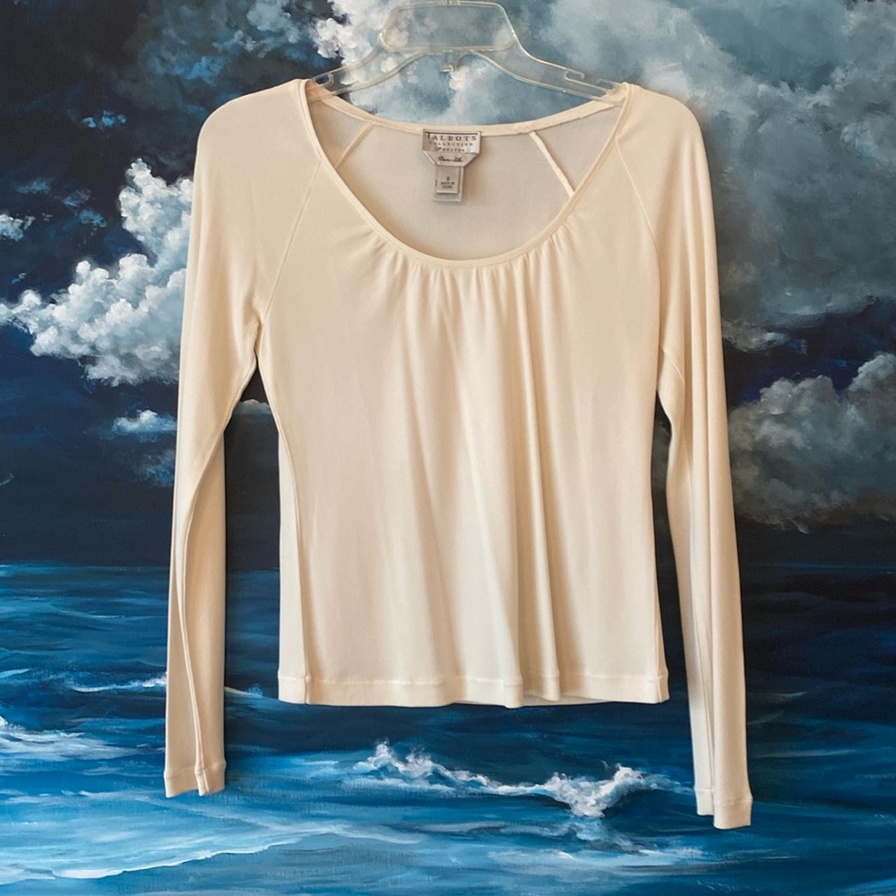 Ivory Scoop Neck Stretch Silk Top